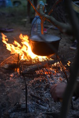 cooking on a fire