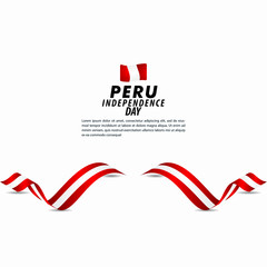 Peru Independence Day Celebration Vector Template Design Illustration - obrazy, fototapety, plakaty