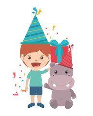 boy with party hat in birthday celebration