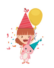 girl with bunny in birthday celebration