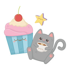 Kawaii of cat cartoon design