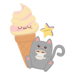 Kawaii of cat cartoon design