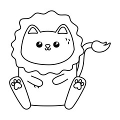 Kawaii of lion cartoon design