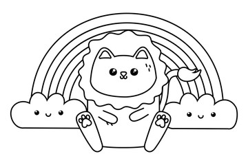 Kawaii of lion cartoon design