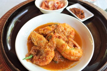 Spicy shrimp in Bagan Myanmar