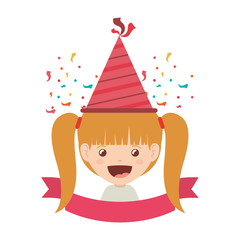 girl with party hat in birthday celebration