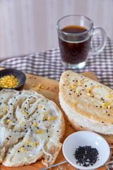 Coconut and sesame seed folding pancake