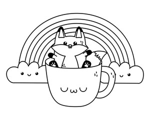 Kawaii of fox cartoon design