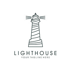 Line art lighthouse logo design