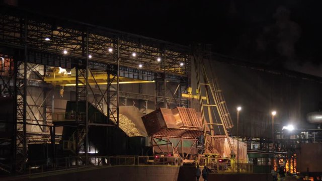 sugar factory industry line production cane process night