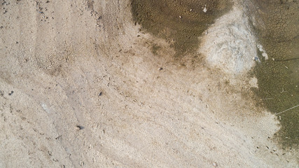 Aerial top view of dry soil, concept of environment background