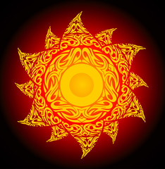 Hot Sun Tattoo Mandala Art