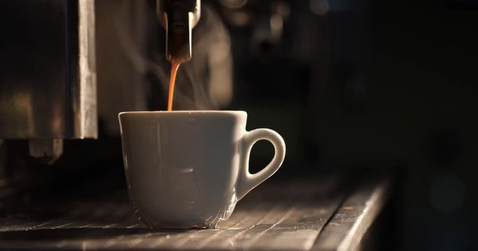 Italian vintage coffee machine makes fragrant espresso