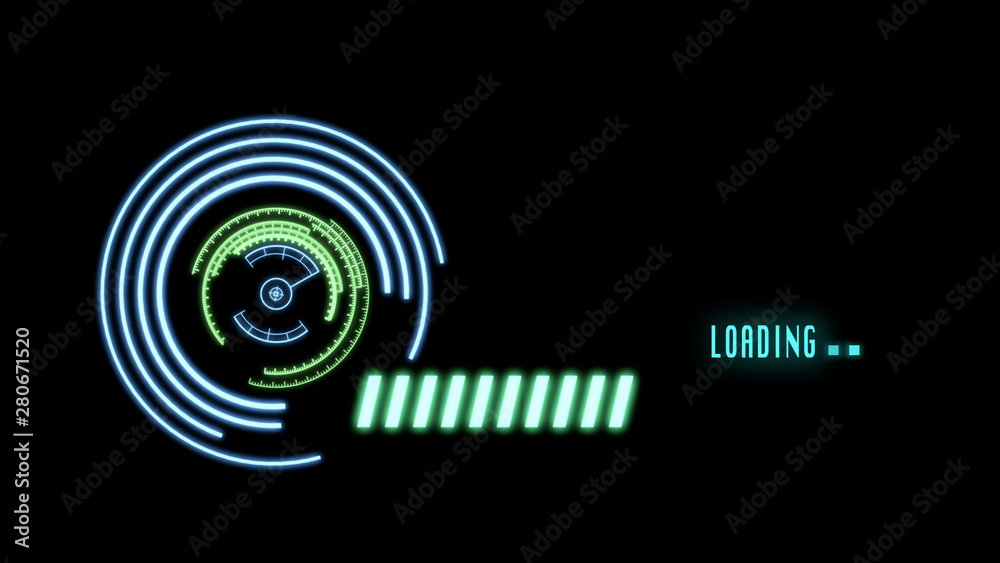 Poster HUD Futuristic Spin Crosshair Circles User Interface Target Point Monitor Concept. Abstract Rotate UI Gadget Element Hi Technology Illustration.