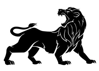 Lion Roaring, Big Cat Predator Silhouette