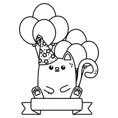 Kawaii cat and happy birthday design