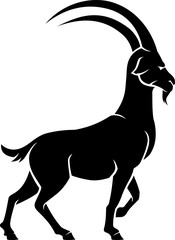 Wild Mountain Goat, Side View Silhouette