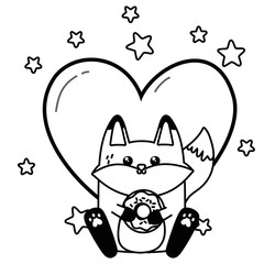 Kawaii of fox cartoon design