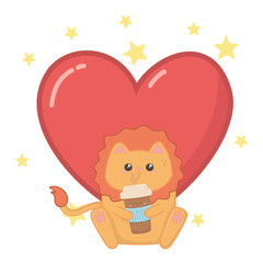 Isolated kawaii of lion cartoon design