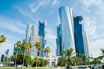 Fotobehang Doha's Corniche in West Bay, Doha, Qatar - Skyscrapers / Buildings © Fauzan