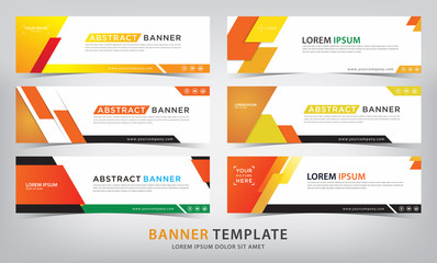 set of corporate blue banner template, vector illustration