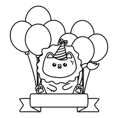 Kawaii lion and happy birthday design