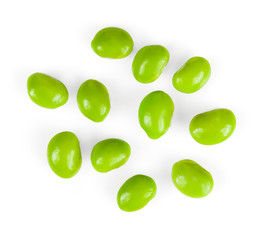 top view soy beans on white background