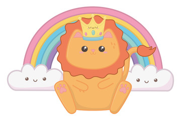 Isolated kawaii of lion cartoon design