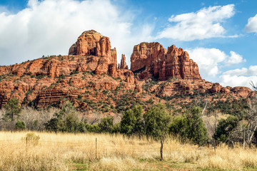 Sedona Spires - The pinnacles of Cathedral Rock rise above the landscape of Sedona, Arizona.