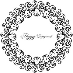 Template design floral frame, shape of card happy engagement unique. Vector