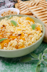 Traditional pasta with pumpkin slices