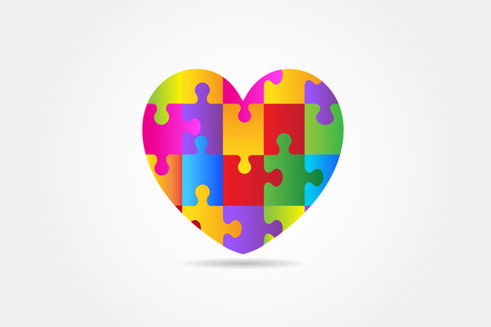 Autism heart puzzle logo vector