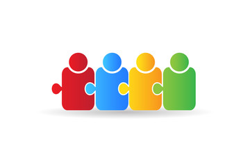 Teamwork puzzle people logo