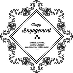 Invitation happy engagement, design elegant card, decoration beautiful flower frame. Vector