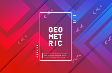 Abstract geometric background in blue and red gradient color. Modern concept background