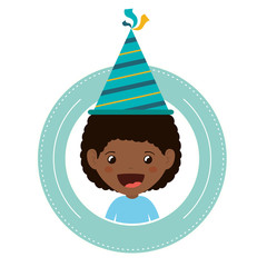 boy with party hat in birthday celebration