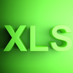 Green square XLS icon - 3D rendering illustration
