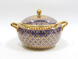 Benjarong on white background, souvenir from Thailand.