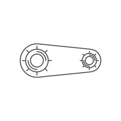 Gears with belt vector icon isolated on white background