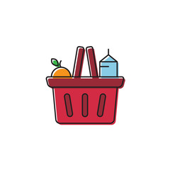 Grocery shopping basket vector icon symbol isolated on white background
