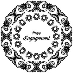 Shape circle flower frame, design vintage card happy engagement. Vector