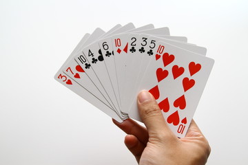 Poker card on white background