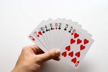 Poker card on white background