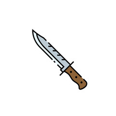 Survival knife line icon. Hunting dagger symbol. Vector illustration.