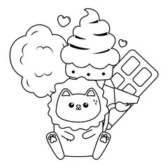 Kawaii of lion cartoon design