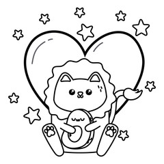 Kawaii of lion cartoon design
