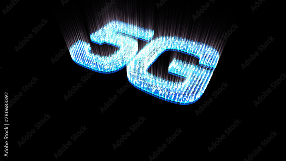 Poster futuristic holographic 5g digital wireless high speed fifth innovative generation for cellular netwo