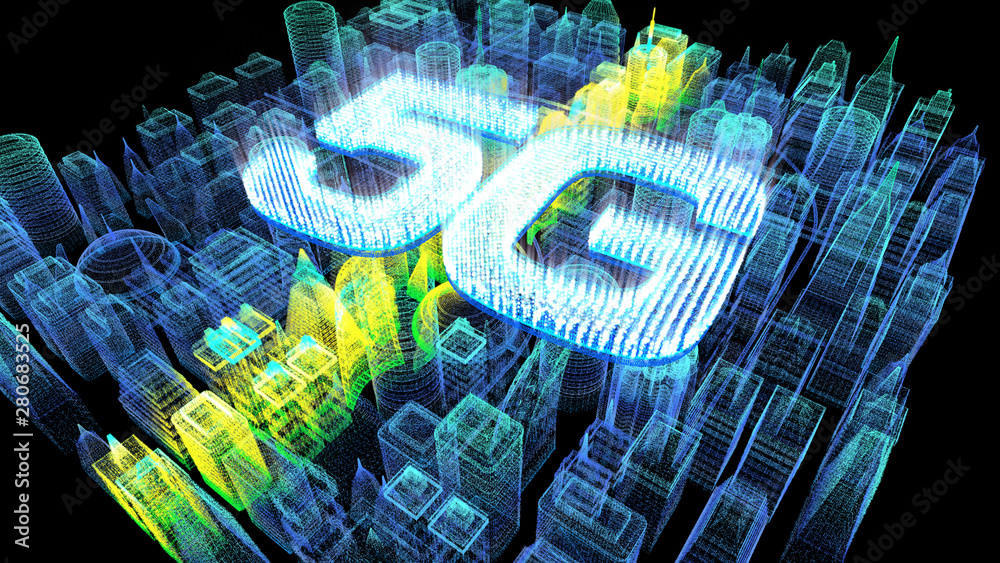 Aufkleber futuristic holographic 5g digital wireless high speed fifth innovative generation for cellular netwo