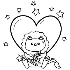 Kawaii of lion cartoon design