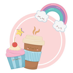 Kawaii of coffee mug cartoon design